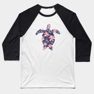 Floral Sea Turtle - muted colors Baseball T-Shirt